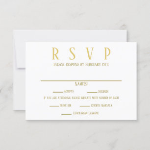 Simple Gold - RSVP/Dinner Choices Invitation