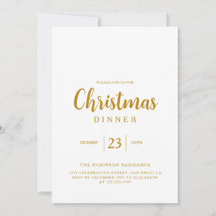 Simple Gold Script Christmas Holiday Dinner Invitation