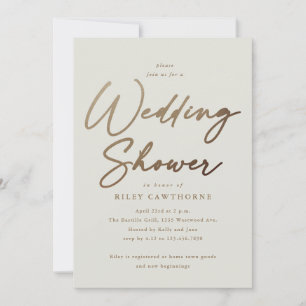 Simple Gold Script Couples Wedding Shower Invitation