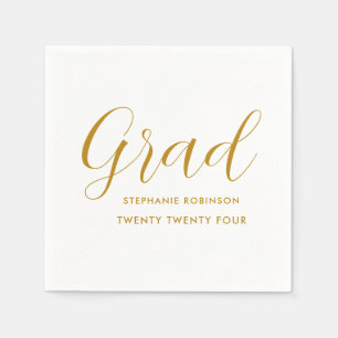 Simple Gold Script Graduation Napkin