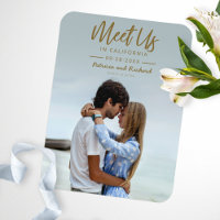 Simple Gold Script Meet Us In Save The Date Photo