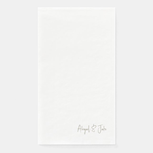 Simple Gold Script Names Wedding  Napkin (Front)