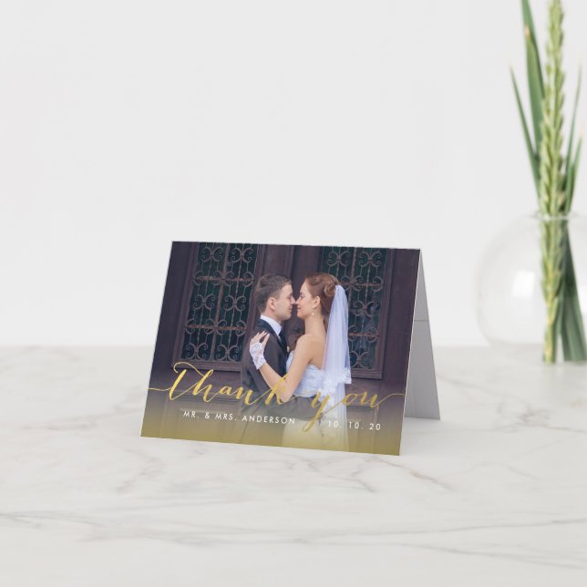 Simple Gold Script | Wedding Thank You Folded Card (Front)