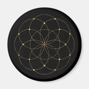 Simple Gold Seed of Life Sacred Geometry Magnet