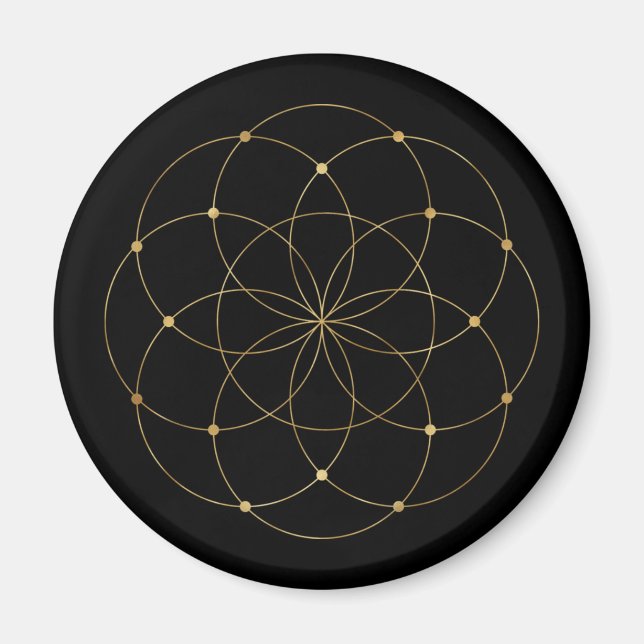 Simple Gold Seed of Life Sacred Geometry Magnet (Front)