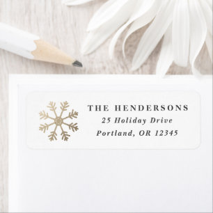Simple Gold Snowflake Christmas Return Address