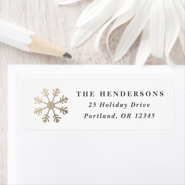 Simple Gold Snowflake Christmas Return Address (Insitu)