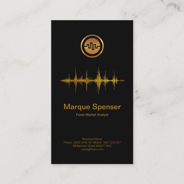 Simple Gold Specks Graph Forex Analyst Business Card (Front)