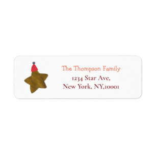 simple Gold Star Christmas return address