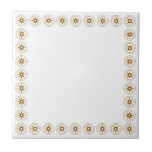 Simple Gold Starburst Medallion Frame Tile