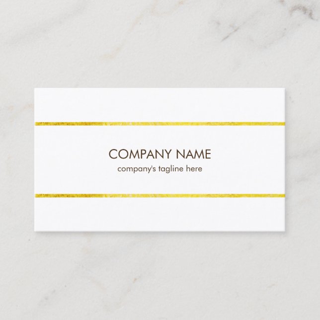Simple gold stripe on white business card (Front)