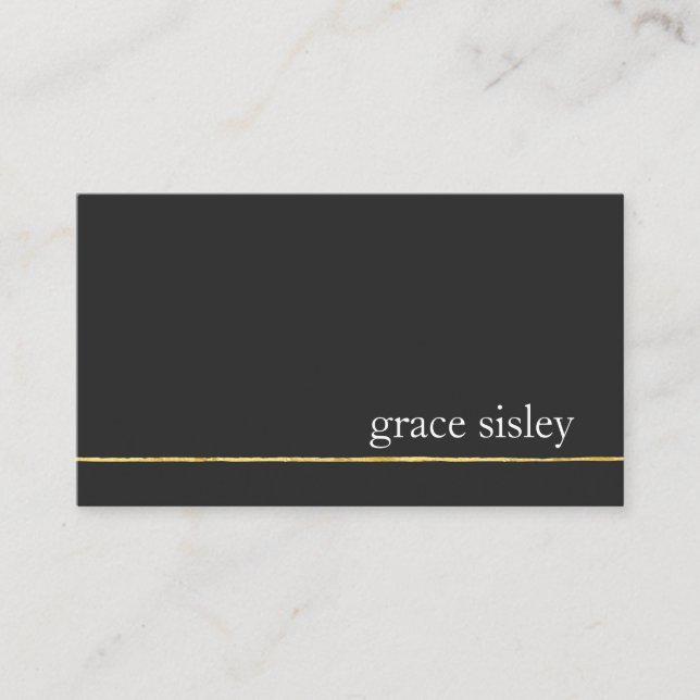 Simple Gold Striped Modern Stylish Black Business Card (Front)