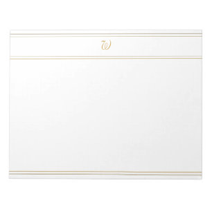 Simple Gold Stripes and Monogram Template Notepad