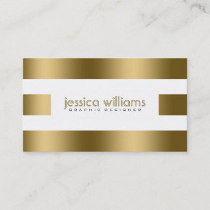Simple Gold Stripes Oner White Business Card
