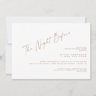 Simple Gold Text The Night Before Rehearsal Dinner Invitation