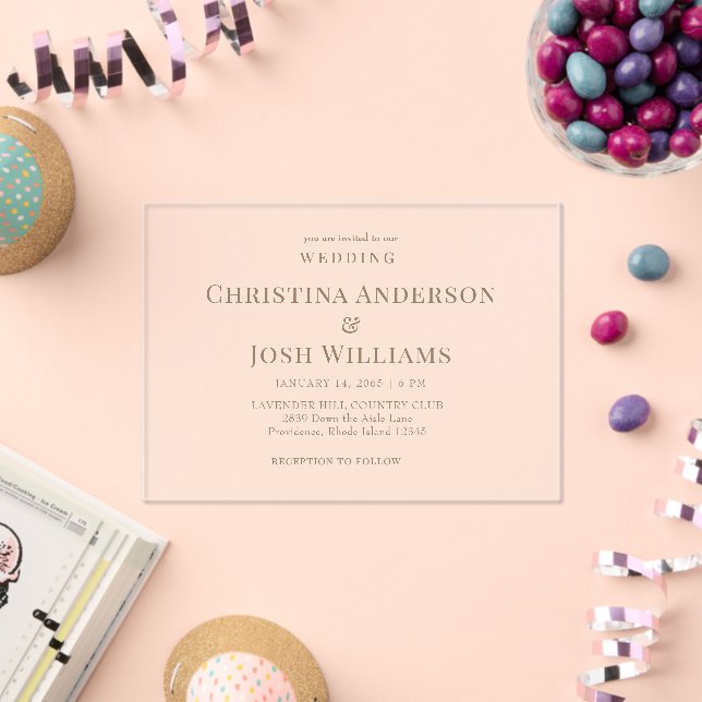 Simple Gold Text Wedding  Acrylic Invitations (Insitu (Celebration))