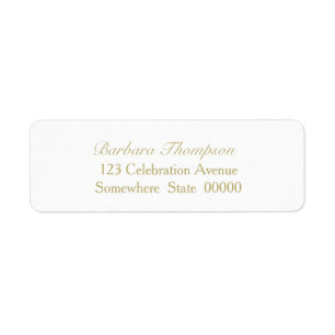 Simple Gold Text White Wedding Return Address