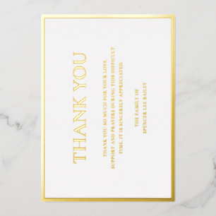 Simple Gold Traditional Funeral Thank You Card