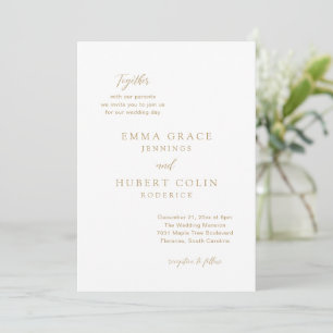 Simple Gold Typographic Modern Elegant Wedding Invitation