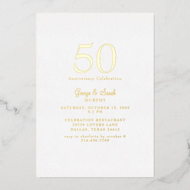 Simple Gold Wedding Anniversary Party (Front)