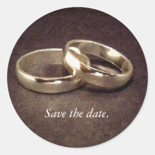 Simple Gold Wedding Bands - Save the Date Stickers