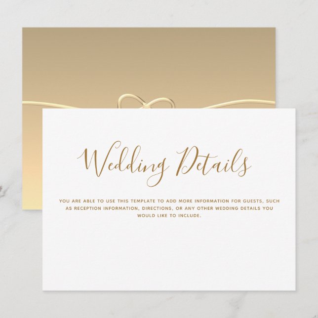 Simple Gold Wedding Details Enclosure Card (Front/Back)
