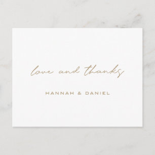 Simple Gold Wedding Thank You Postcard