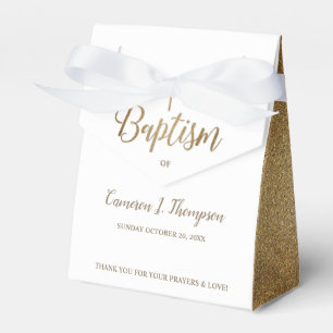 Simple Gold White Baptism Cross Thank You Favour Box