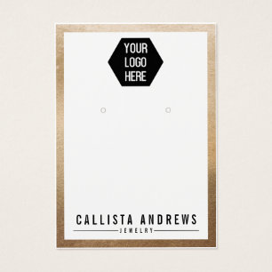 Simple Gold White Border Logo Earring Display Card