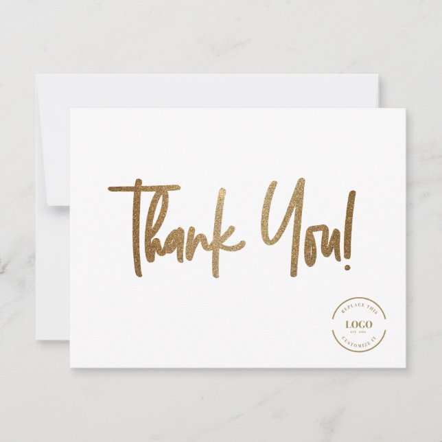 Simple Gold White Company Logo Social Thank You  (Front)