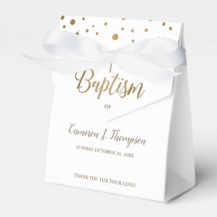 Simple Gold White cross Baptism Party Thank you Favour Box