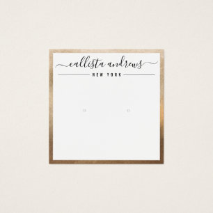 Simple Gold White Cursive Earring Display Card