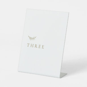 Simple Gold White Elegant Wedding Table Number Pedestal Sign