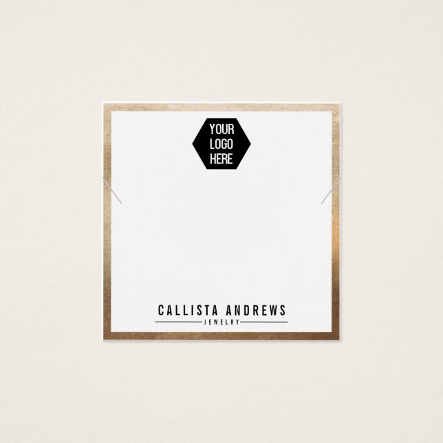 Simple Gold White Logo Necklace Display Card (Front)