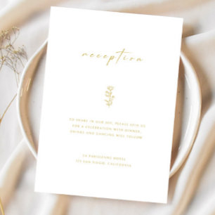 Simple Gold White Wedding Reception Enclosure Card
