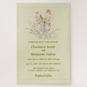 Simple Gold wildflowers bouquet floral wedding Jigsaw Puzzle