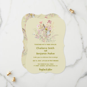 Simple Gold wildflowers bouquet floral wedding Save The Date