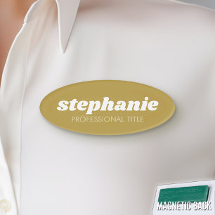 Simple Gold with Script Name and Title Name Tag