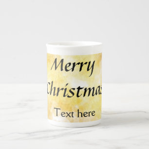 Simple golden add your text merry Christmas custom Bone China Mug
