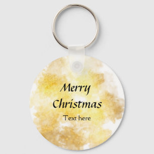 Simple golden add your text merry Christmas custom Key Ring