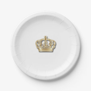 Simple Golden Crown Paper Plate