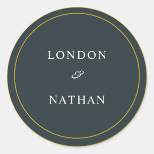 Simple Golden Green Greenery Classic Round Sticker