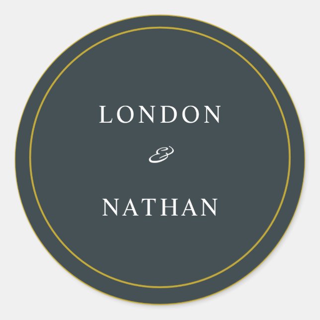 Simple Golden Green Greenery Classic Round Sticker (Front)