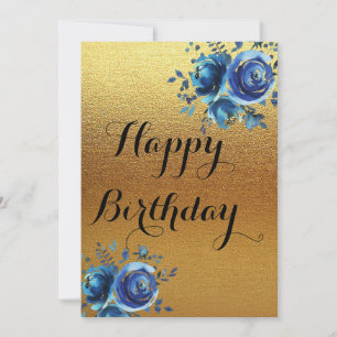 Simple Golden happy birthday card