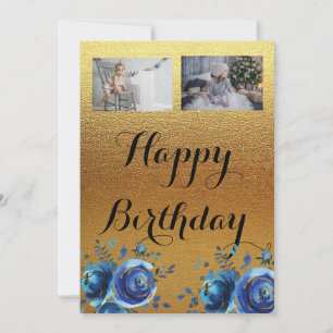 Simple Golden happy birthday card