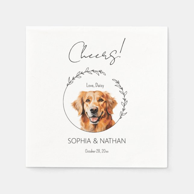 Simple Golden Retriever Dog Wedding Cocktail  Napkin (Front)