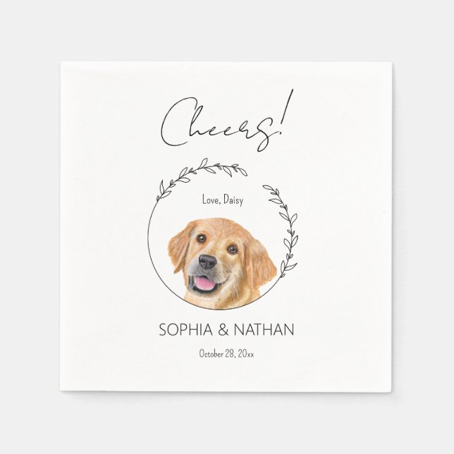 Simple Golden Retriever Puppy Wedding Cocktail  Napkin (Front)
