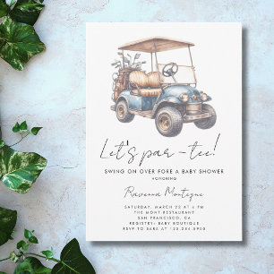 Simple Golf Cart Lets Par-Tee Baby Shower Invitation