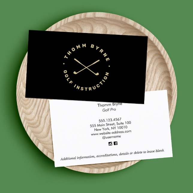 Simple Golf Instructor Pro  Crossed Golf Clubs Business Card (Creator Uploaded)