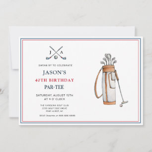 Simple Golf  Themed PAR- TEE Birthday  Invitation